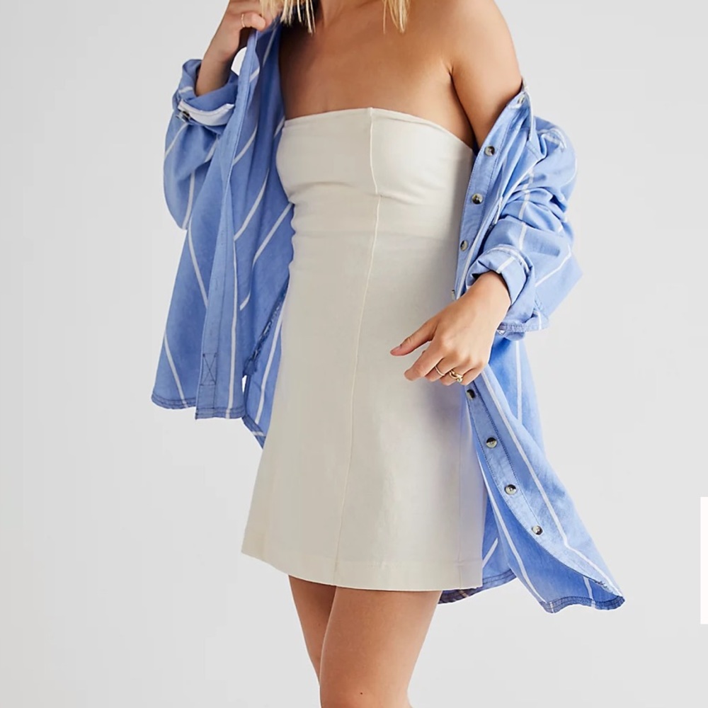 Worn once, freepeople Cece mini dress color Ivory